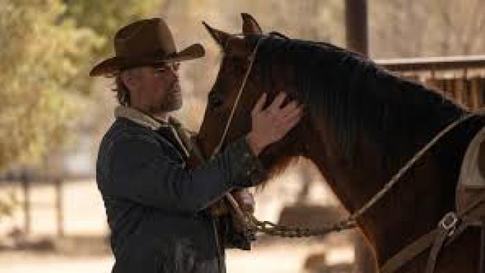 Ransom Canyon TV show screenshot 3: A White man strokes a horse's head