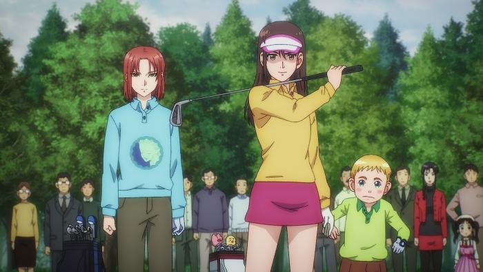 Rising Impact: Lancelot, Gawain, and a crowd of fans watch Yumiko prepare for her turn in a tournament.
