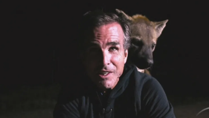 Rogue Trip TV Show: Sitting with a hyena. 