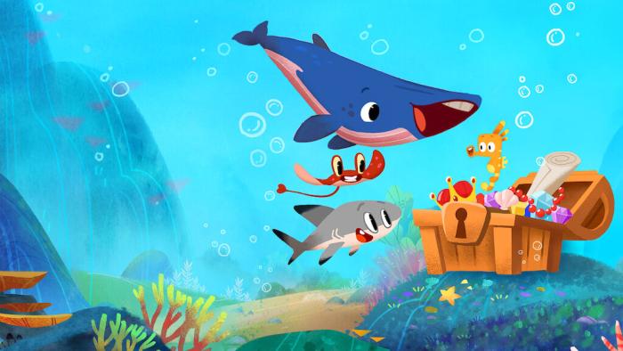 Sea of Love TV show screenshot 3: the ocean creature friends find a treasure chest