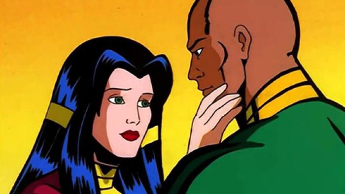 Silver Surfer TV show screenshot 1: Zell-La princess Shalla Ba stands facing Norrin Radd, her hand on his face