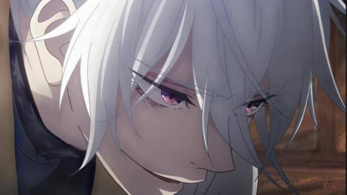 Sparks of Tomorrow TV show screenshot 3: A young white-haired man peers around a corner with a focused expression. 
