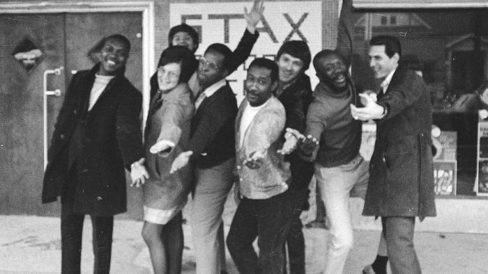 Stax: Soulsville U.S.A. TV show screenshot 2: Stax artists and founders pose in front of the building