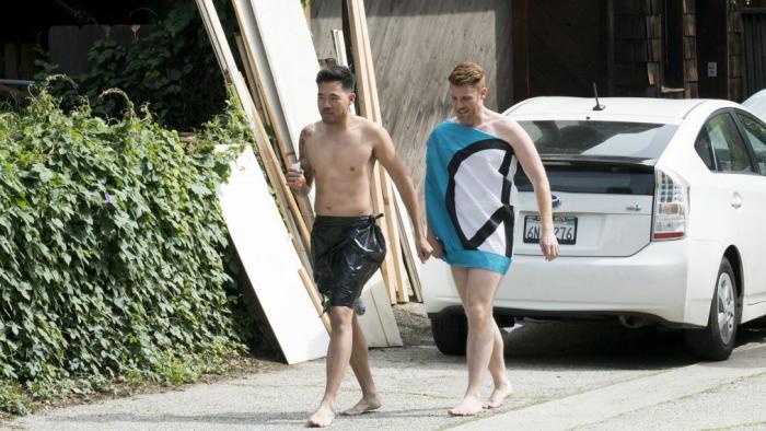 Stripped TV Show: Walking around with no clothes.
