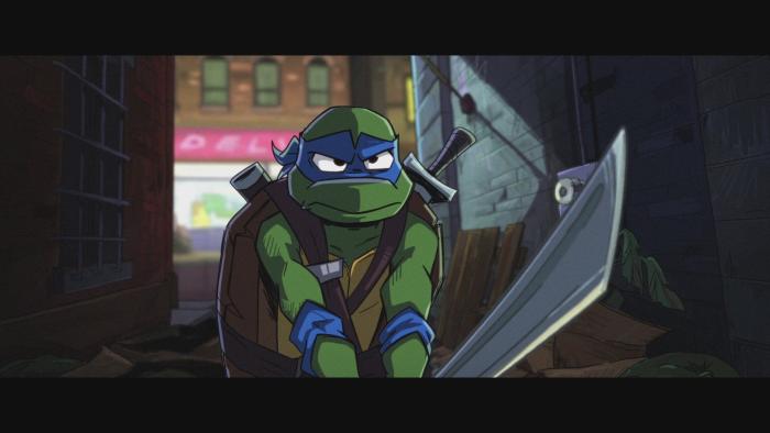 Tales of the Teenage Mutant Ninja Turtles TV Show: Leonardo brandishes a sword.