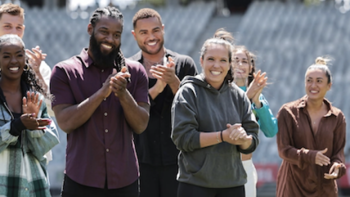 The Challenge: World Championship: MVP challengers smile and clap.