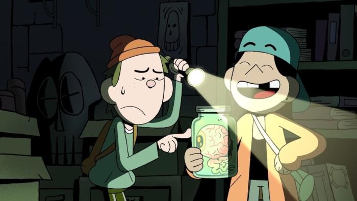The Doomies TV show screenshot 4: Bobby and Romi discover an eyeball in a jar