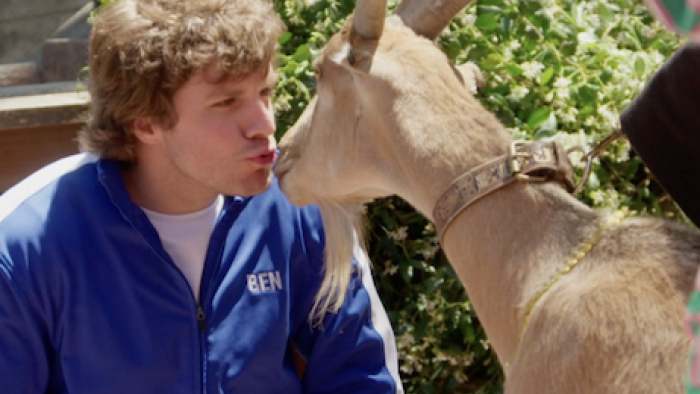 The Joe Schmo Show TV screenshot 2: Ben Frisone kisses a goat. 