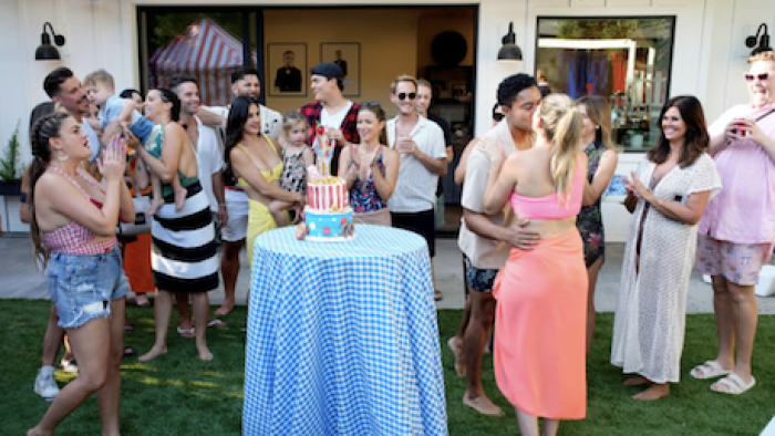 The Valley screenshot 3: The cast celebrates at backyard birthday party.