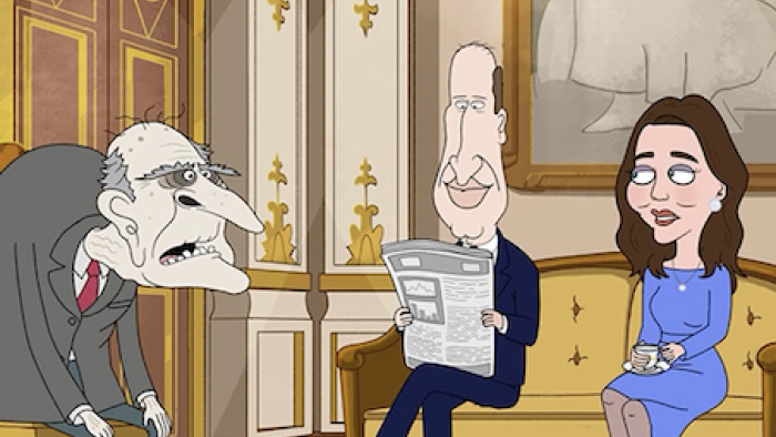 The Prince TV Show: Prince Phillip, Prince William, and Kate Middleton. 