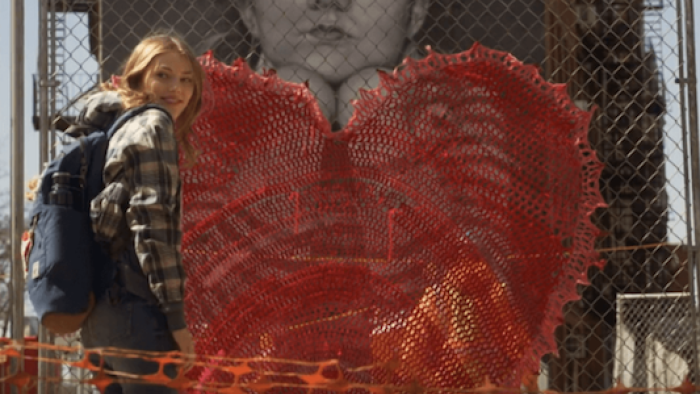 The Village TV Series: A crocheted protest. 