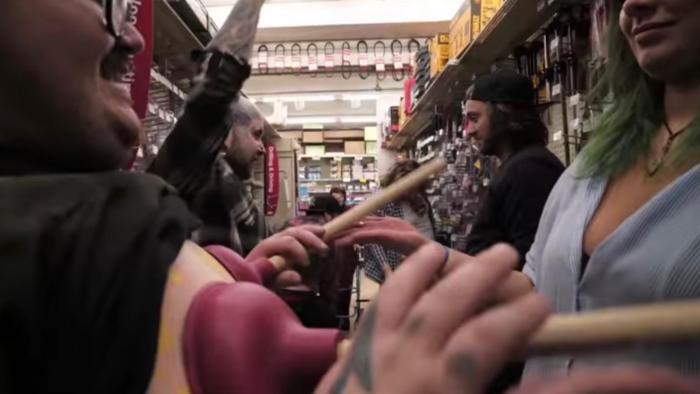 Too Stupid to Die TV Series: Using plunger's on each other's stomachs. 