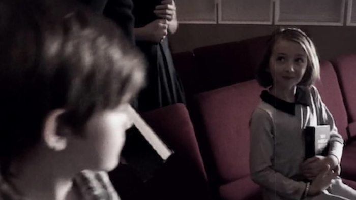 Twisted Love screenshot 2: A little boy looks right at a little girl. 