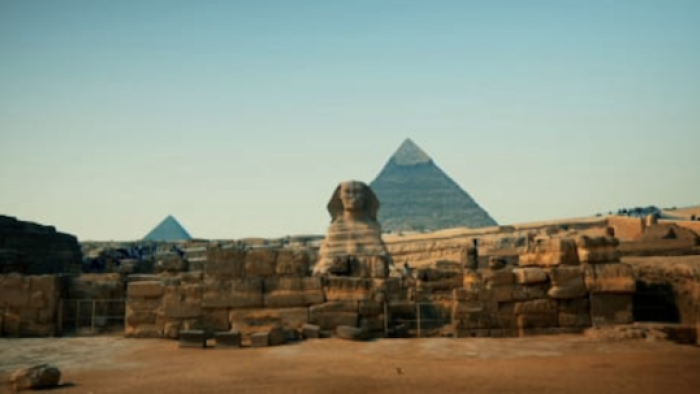 Unearthed TV Series: The pyramids in Giza, Egypt. 