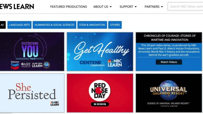 NBC Learn Website: Screenshot #2