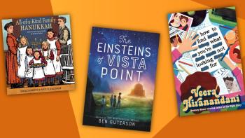 From left to right: book cover images of All-of-a-Kind Family Hanukkah, The Einsteins of Vista Point, and How to Find What You're Not Looking For
