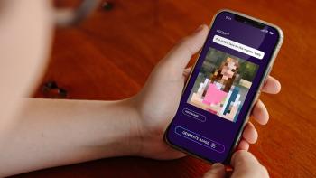 Child holding phone with pixelated screen