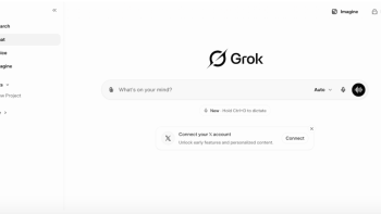 Grok homepage with search bar in the center.