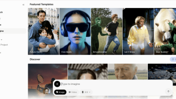 Featured templates and create options on a digital design platform interface.