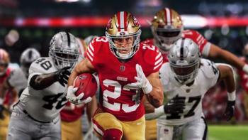 Madden NFL 25: the '49ers running back Christian McCaffrey running with the ball