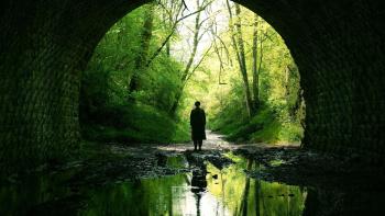 Men: Silhouette of man in tunnel