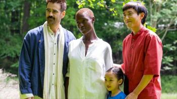 After Yang Movie: Colin Farrell, Jodie Turner-Smith, Justin H. Min and Malea Emma Tjandrawidjaja pose for a photo