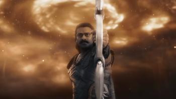 Adipurush: a shot of Raghav looking fierce with his bow and arrow