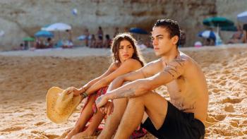 After Everything: Hero Fiennes Tiffin and Mimi Keene on the beach.