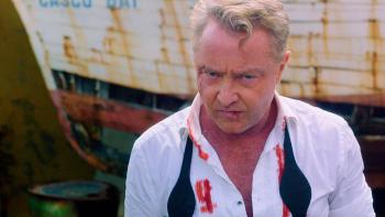Blackbird: Michael Flatley with a bloodied shirt and an undone bowtie