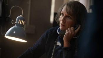 Allelujah: Jennifer Saunders as Sister Gilpin on the telephone. 