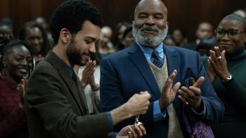 The American Society of Magical Negroes Movie: David Alan Grier claps in congratulations for Justice Smith 