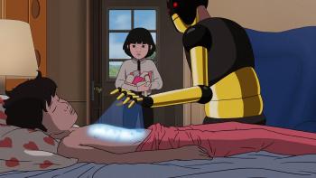 Arco movie: A robot scans a child on a bed as Iris watches
