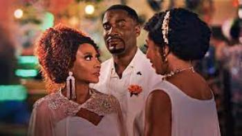 A Sunday Affair:  Two Black women and a Black man gaze at each other