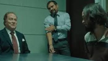 A Time for Bravery movie: Three men in an interrogation room