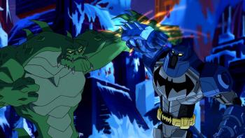 Batman Unlimited: Mechs vs Mutants Movie: A giant crocodile fights Batman