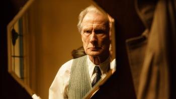Living: Bill Nighy looking at his reflection.