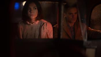 Black Cab: Synnove Karlsen and Luke Norris in the back of a taxi