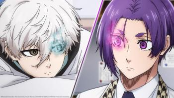 BLUE LOCK THE MOVIE -EPISODE NAGI- Movie: Two men face each other intensely each man has glowing eyes.