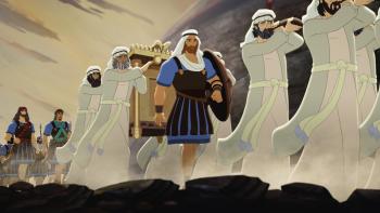 Book of Joshua: Animated still of men in white carrying the arc of the covenant