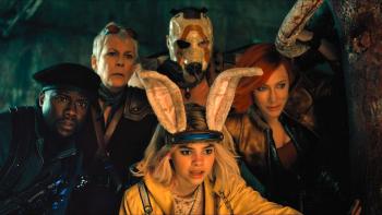 Borderlands Movie: Five superhero-like characters stare at something off-screen