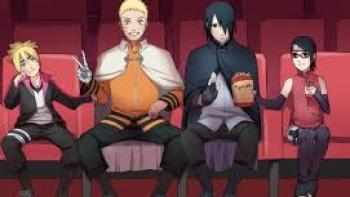 Boruto: Naruto the Movie: Anime characters sit in a movie theater