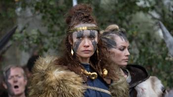 Boudica -- Queen of War: A White, brown haired warrior woman in face paint and a blonde haired woman also wearing face paint.
