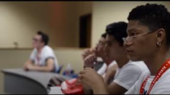 Boys State Movie: A classroom of teen boys listen attentively