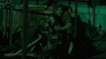 Cannibal Cabin: Jonah and Polly hide. 