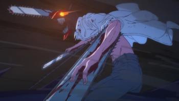 Chainsaw Man – The Movie: Reze Arc Movie: All three saws out and roaring a battle cry, Chainsaw Man fights for his life