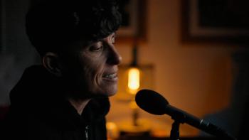 Come See Me in the Good Light movie: Andrea Gibson vocalizes a poem into a microphone
