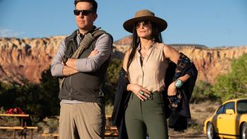 Corporate Animals Movie: Cave guide Brandon and Incredible Edibles CEO Lucy