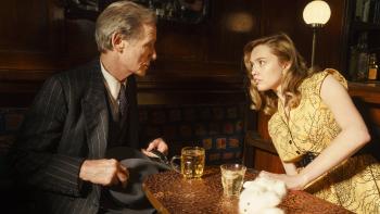 Living: Bill Nighy and Aimee Lou Wood having a drink in a pub.