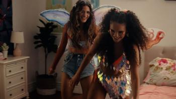 Deltopia: Hannah and Elery with fairy wings. 