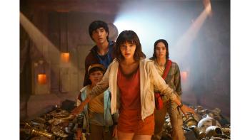 Dora and the Search for Sol Dorado: Dora leads the way into a cave.